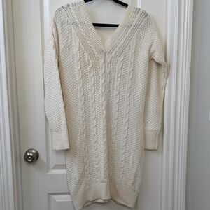 Abercrombie & Fitch Cream Long Sleeve Knit Dress